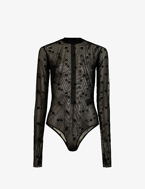 GIVENCHY: 4G logo-embroidered stretch-woven bodysuit