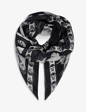 Alexander McQueen Silk Scarfs Black in Grey Save 13% Womens Scarves and mufflers Alexander McQueen Scarves and mufflers 