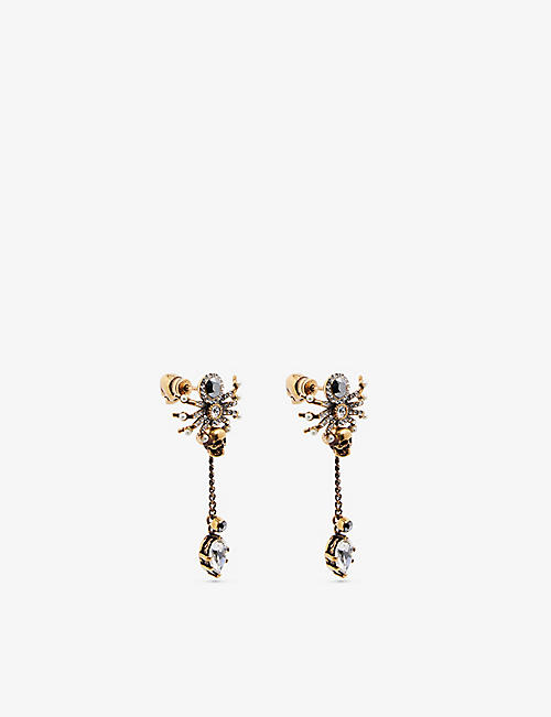 ALEXANDER MCQUEEN: Spider brass and crystal single earring