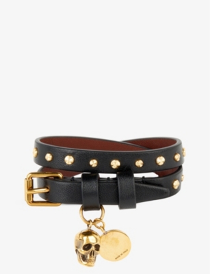 ALEXANDER MCQUEEN: Skull charm studded-leather bracelet