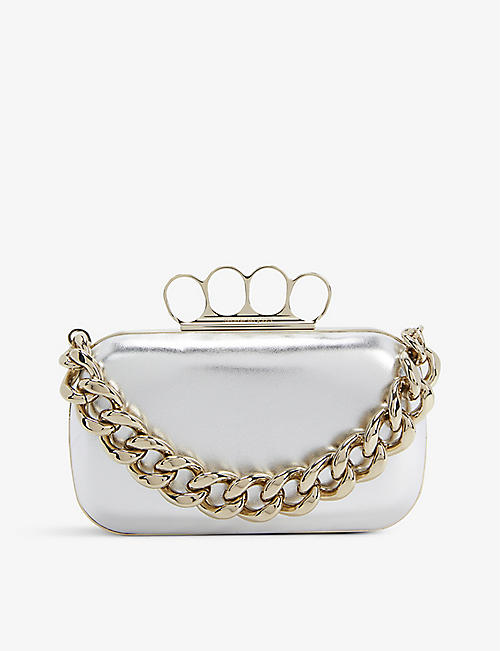 ALEXANDER MCQUEEN: Four-ring leather clutch bag