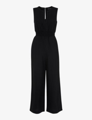 Whistles Melanie V-neck Linen Jumpsuit In Black