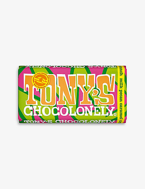 TONY'S: Chocolonely milk chocolate pecan caramel bar 180g