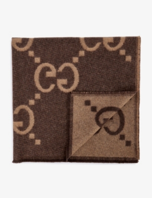 GUCCI Logo-intarsia cashmere baby blanket 70cm