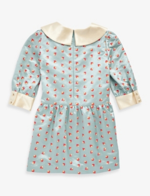 GUCCI Flower-embroidered cotton and silk-blend dress 4-8 years