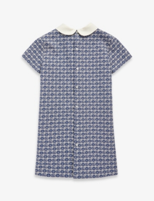 GUCCI Logo-print peter-pan collar cotton-blend dress 4-10 years