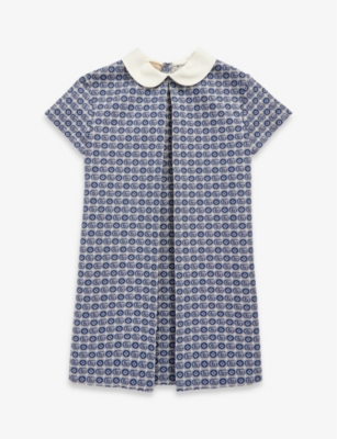 GUCCI Logo-print peter-pan collar cotton-blend dress 4-10 years