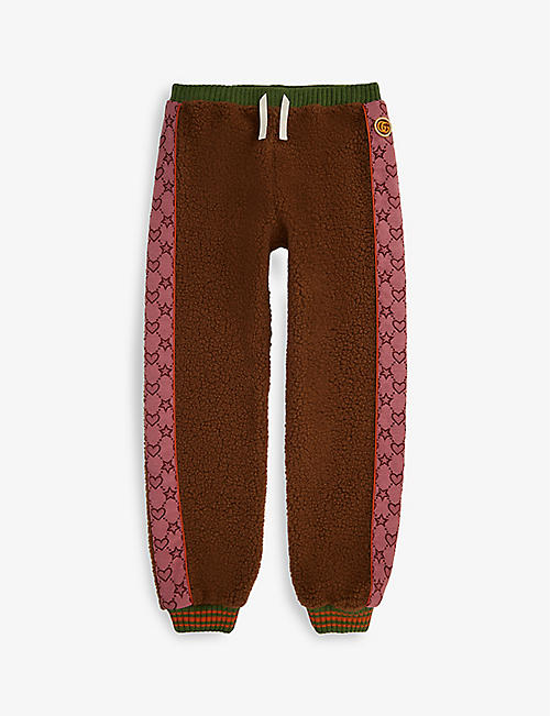 GUCCI: Contrast panel teddy woven jogging bottoms 4-12 years
