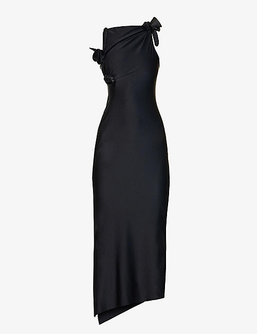 COPERNI: Asymmetric flower-adorned stretch-woven maxi dress