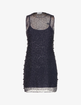 COPERNI BRAND-PLAQUE SCOOP-NECK SEQUIN-EMBELLISHED MINI DRESS