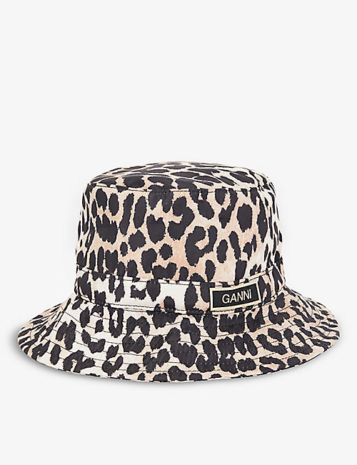 GANNI: Logo-embroidered recycled-polyester bucket hat