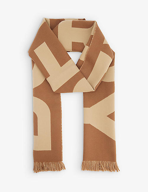 BURBERRY: Football brand-pattern wool scarf
