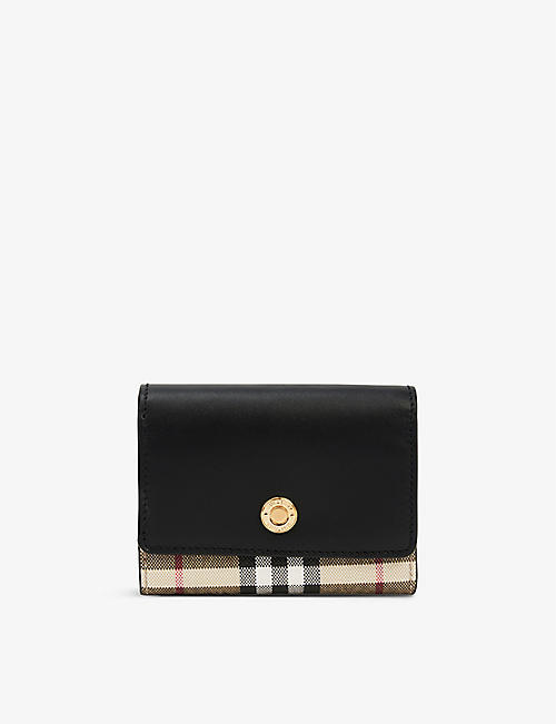 BURBERRY: Lancaster checked faux-leather wallet
