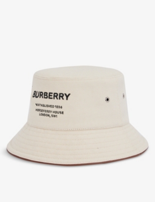 BURBERRY Logo print cotton bucket hat Selfridges