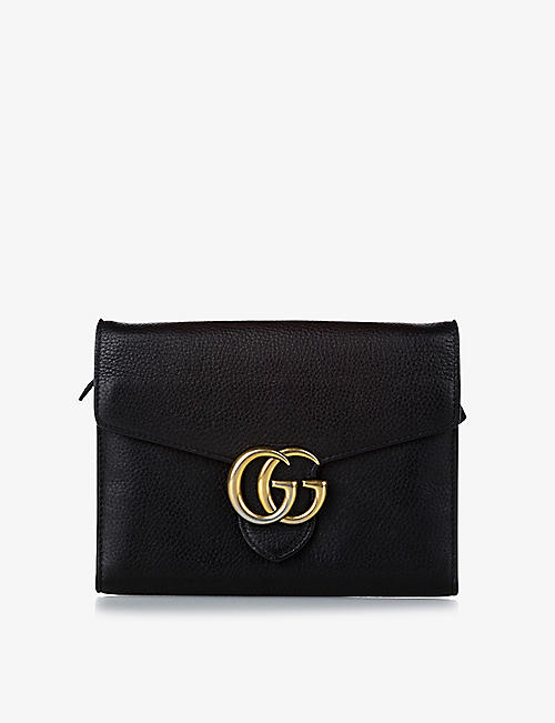 RESELLFRIDGES: Pre-loved Gucci logo-plaque leather cross-body bag