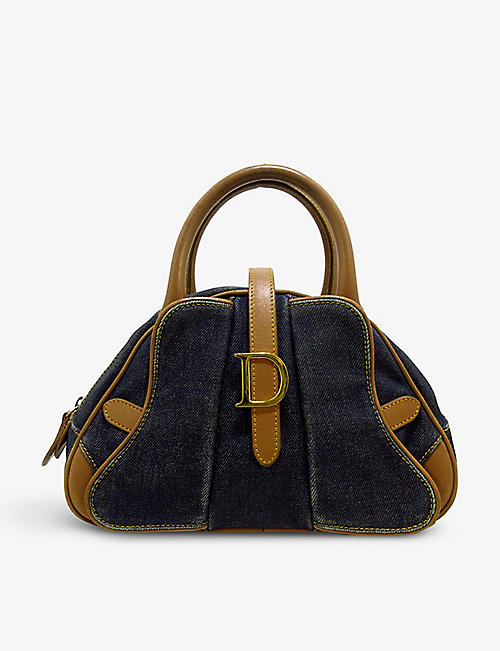 RESELLFRIDGES: Pre-loved Dior Double Saddle denim and leather handbag