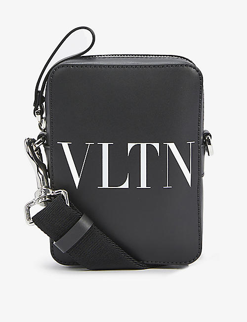 VALENTINO GARAVANI: Logo-print small leather cross-body bag