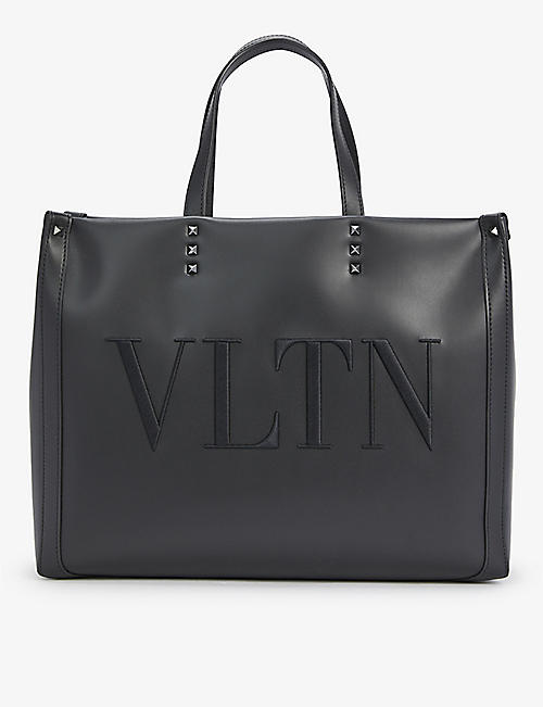 VALENTINO GARAVANI: Logo-embroidered faux-leather tote bag