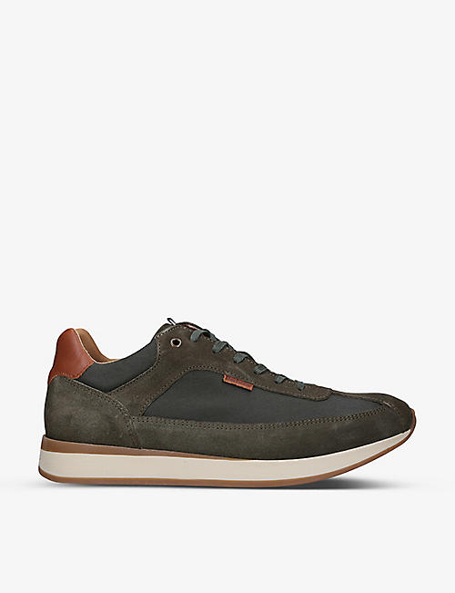 BARBOUR: Isaac panelled faux-suede and canvas running trainers