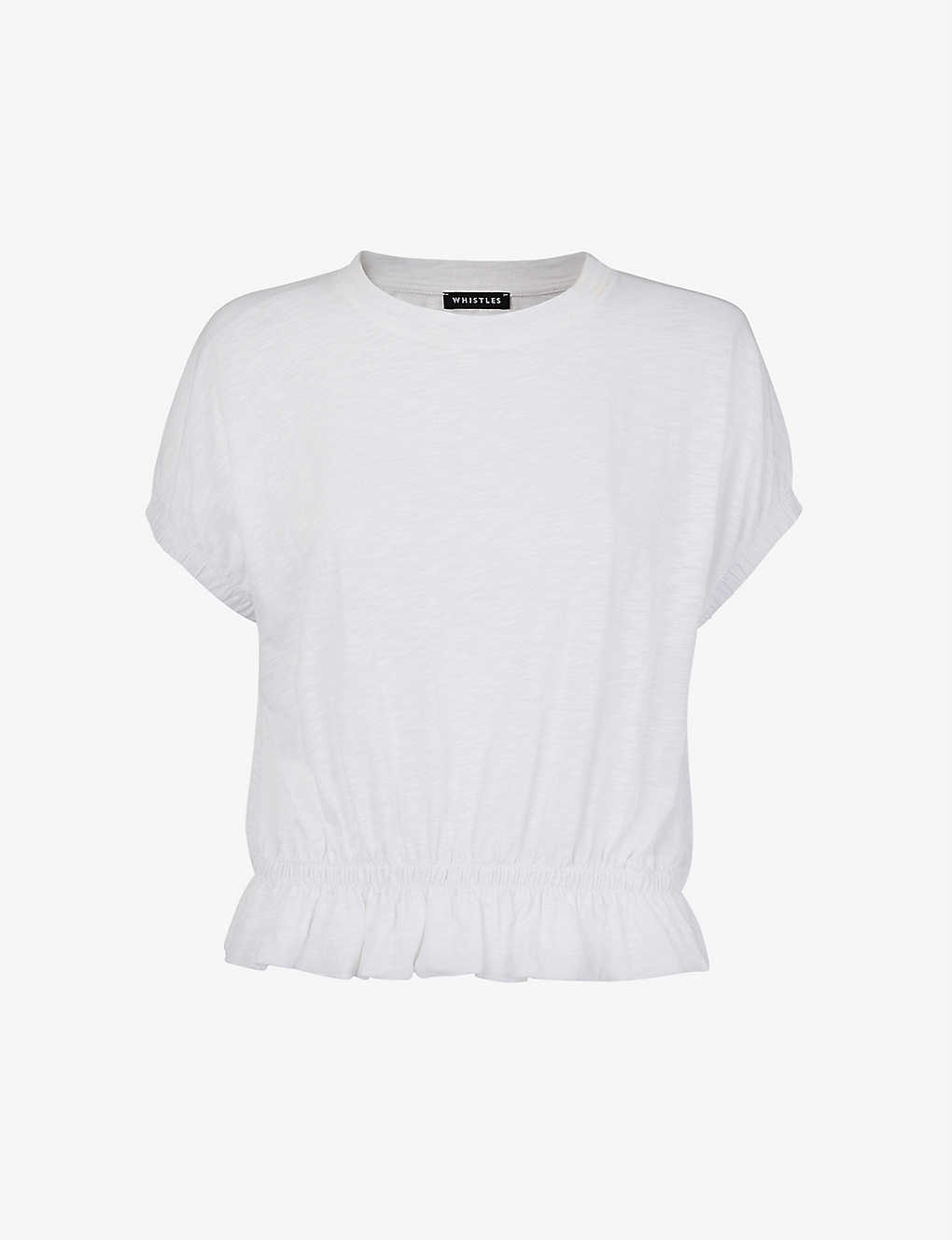 Whistles Celly Gathered-hem Cotton Top In White