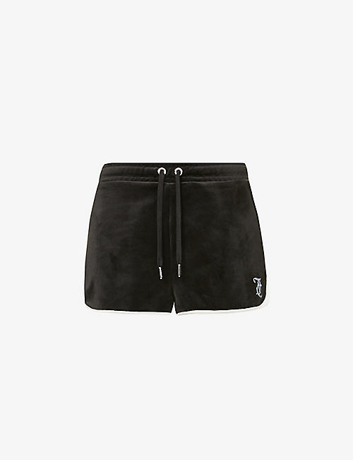 JUICY COUTURE: Diamante-embellished velour shorts