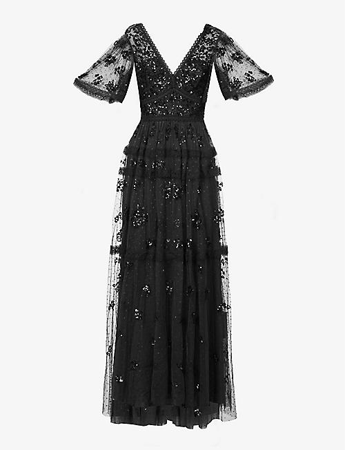 NEEDLE AND THREAD: Shimmer Primrose sequin-embellished woven maxi dress