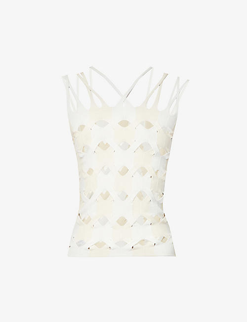 DION LEE: 2-tone cut-out woven tank top