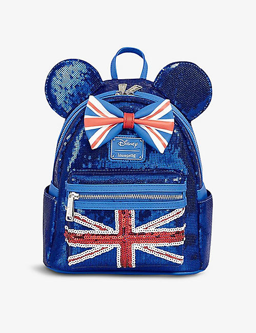LOUNGEFLY: Loungefly x Disney Minnie Mouse and Union Jack mini sequinned faux-leather backpack
