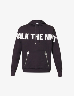 Walk The Night brand-print relaxed-fit cotton-blend hoody