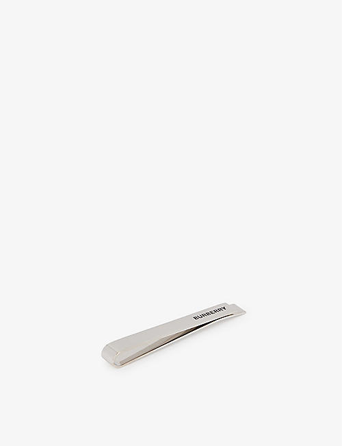 BURBERRY: Logo-engraved silver-toned brass tie clip
