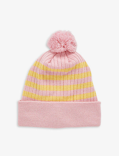 LIBERAL YOUTH MINISTRY: Pom-pom striped wool-blend beanie