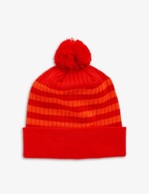 LIBERAL YOUTH MINISTRY: Pom-pom striped wool-blend beanie