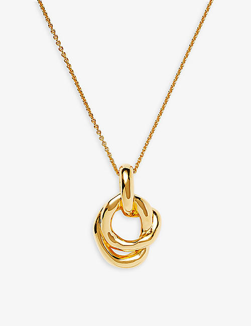 MISSOMA: Molten twisted double 18ct yellow gold-plated brass pendant necklace