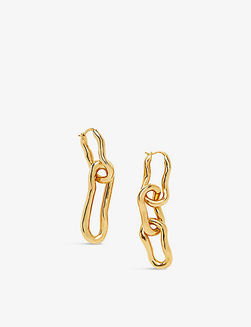 MISSOMA: Motel ovate 18ct recycled yellow gold-plated brass drop earrings
