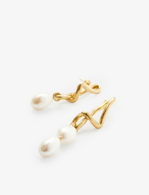 Shop Missoma Molten 18ct Recycled Yellow-gold Plated Brass And Baroque Pearl Earrings
