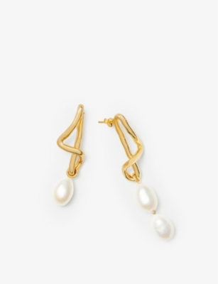 Missoma Womens Gold Molten 18ct Recycled Yellow-gold Plated Brass And Baroque Pearl Earrings