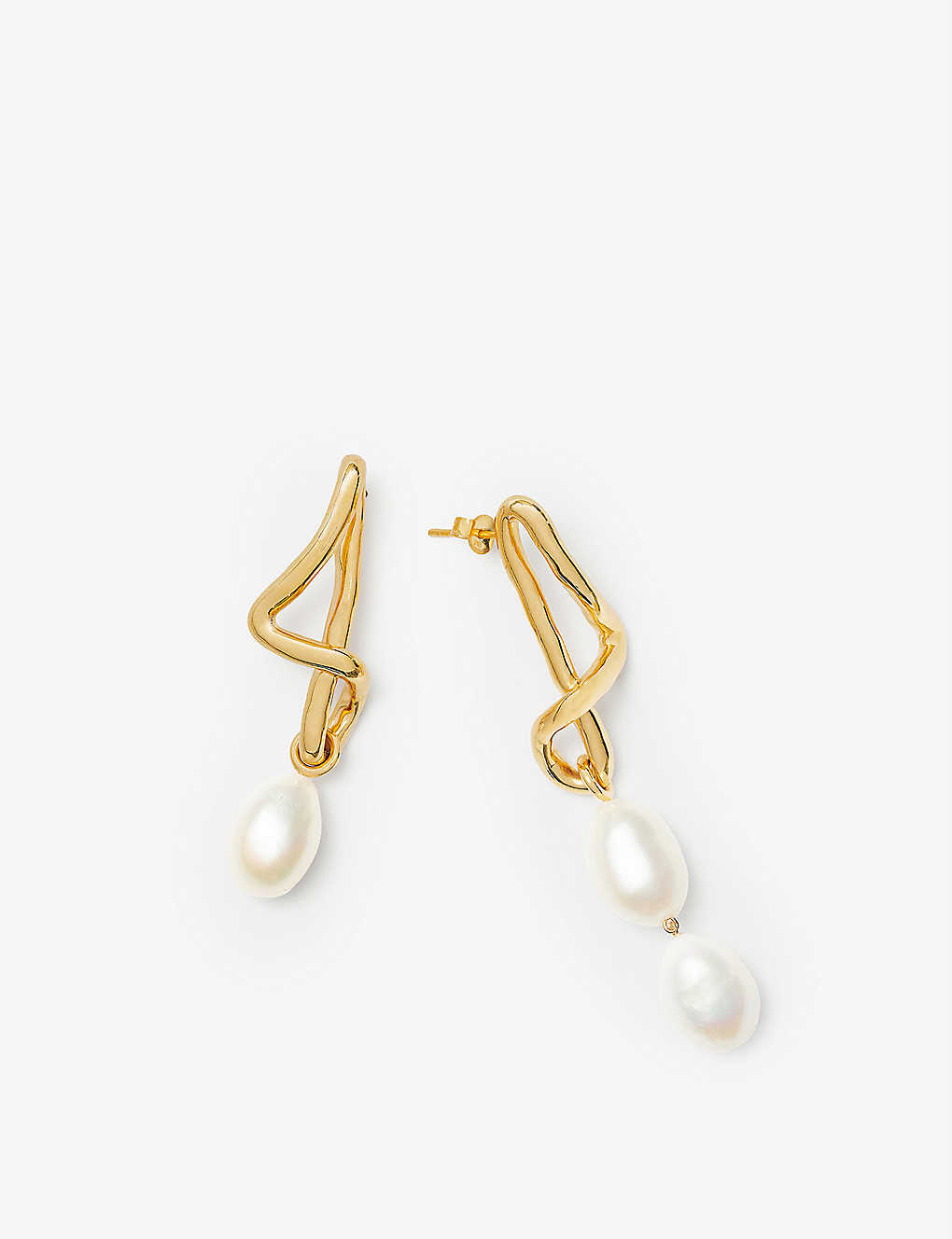 Missoma Womens Gold Molten 18ct Recycled Yellow-gold Plated Brass And Baroque Pearl Earrings