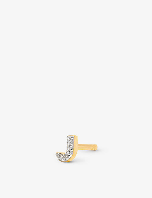 MISSOMA: Initial 18ct yellow gold-plated vermeil recycled sterling-silver and cubic zirconia single stud earring