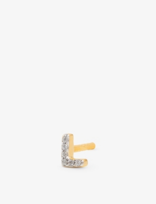 Missoma Initial 18ct Yellow Gold-plated Vermeil Recycled Sterling-silver And Cubic Zirconia Single Stud Earr