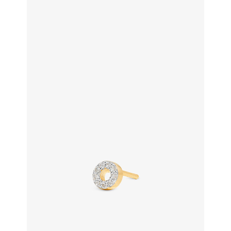 Missoma Initial O 18ct Yellow Gold-plated Vermeil And Cubic Zirconia Stud Earrings