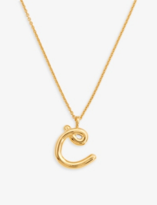 Missoma Curly Initial Pendant 18ct Yellow Gold-plated Vermeil Recycled Sterling-silver Pendant Necklace In Gold