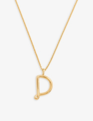 MISSOMA: Curly initial 18ct yellow gold-plated vermeil recycled sterling-silver pendant necklace