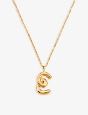 MISSOMA: Curly initial 18ct yellow gold-plated vermeil recycled sterling-silver pendant necklace