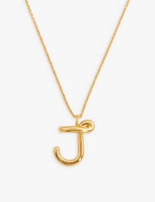 MISSOMA: Curly initial 18ct yellow gold-plated vermeil recycled sterling-silver pendant necklace