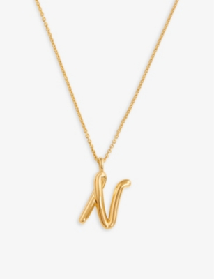 Missoma Curly Initial 18ct Yellow Gold-plated Vermeil Recycled Sterling-silver Pendant Necklace In Gold