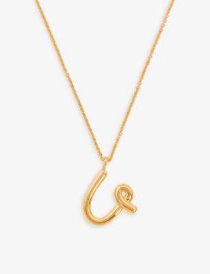 Missoma Curly Initial 18ct Yellow Gold-plated Vermeil Recycled Sterling-silver Pendant Necklace In Gold