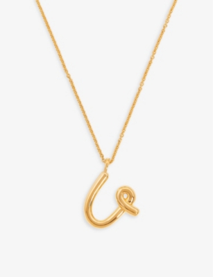 Missoma Curly Initial 18ct Yellow Gold-plated Vermeil Recycled Sterling-silver Pendant Necklace