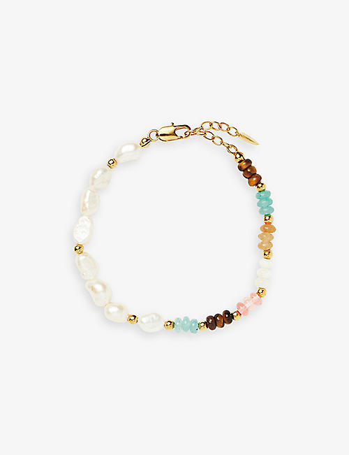 MISSOMA: Good Vibes 18ct recycled yellow gold-plated brass, pearl and gemstone bracelet