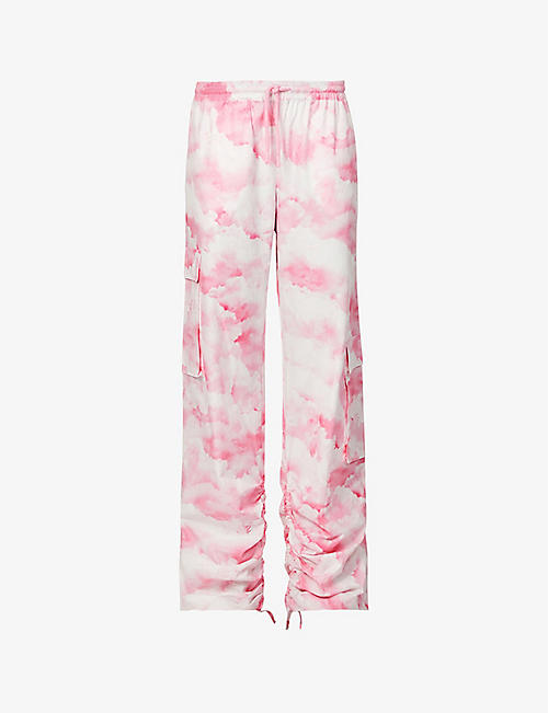 ROTATE SUNDAY: Silla abstract-print organic cotton poplin trousers