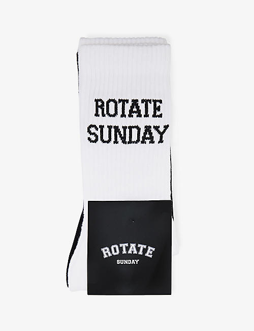 ROTATE SUNDAY: Logo-intarsia pack of two stretch cotton-blend socks